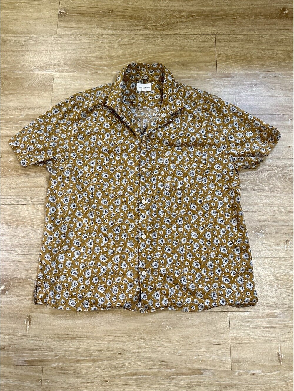 Lucky Brand Men's XL 100% Cotton Blend nature Pattern Shirt Tropical Hawaiian